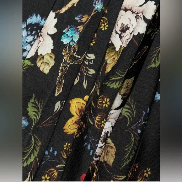 Alice + Olivia KATZ PLEATED MAXI SKIRT in Tapestry Trails Sm Black - Picture 6 of 10